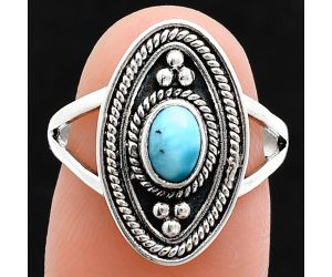 Larimar (Dominican Republic) Ring size-7 EXR04994 R-1258, 6x4 mm