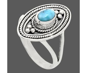 Larimar (Dominican Republic) Ring size-7 EXR04994 R-1258, 6x4 mm