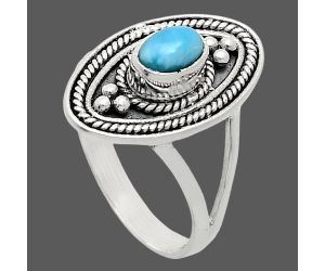 Larimar (Dominican Republic) Ring size-7 EXR04999 R-1258, 6x4 mm