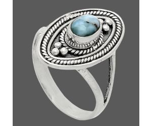 Larimar (Dominican Republic) Ring size-7 EXR05008 R-1258, 6x4 mm