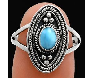 Larimar (Dominican Republic) Ring size-7.5 EXR05009 R-1258, 6x4 mm