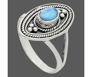 Larimar (Dominican Republic) Ring size-7.5 EXR05009 R-1258, 6x4 mm