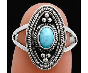 Larimar (Dominican Republic) Ring size-7 EXR05011 R-1258, 6x4 mm