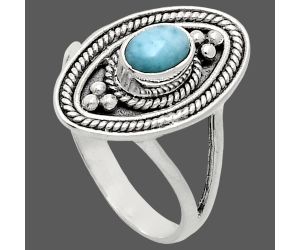 Larimar (Dominican Republic) Ring size-7 EXR05011 R-1258, 6x4 mm