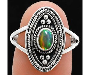 Ethiopian Opal Ring size-9 EXR05046 R-1258, 6x4 mm