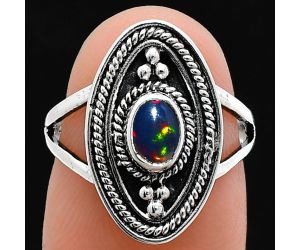 Chalama Black Opal Ring size-6 EXR05054 R-1258, 6x4 mm