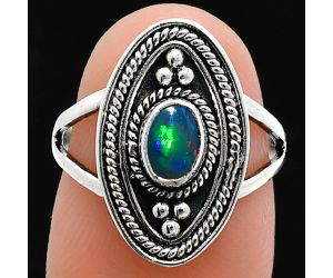 Chalama Black Opal Ring size-6 EXR05055 R-1258, 6x4 mm