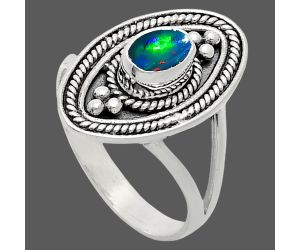 Chalama Black Opal Ring size-6 EXR05055 R-1258, 6x4 mm