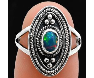 Chalama Black Opal Ring size-6 EXR05056 R-1258, 6x4 mm