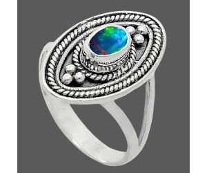 Chalama Black Opal Ring size-6 EXR05056 R-1258, 6x4 mm