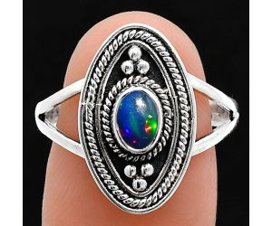 Chalama Black Opal Ring size-8.5 EXR05057 R-1258, 6x4 mm