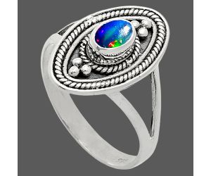 Chalama Black Opal Ring size-8.5 EXR05057 R-1258, 6x4 mm