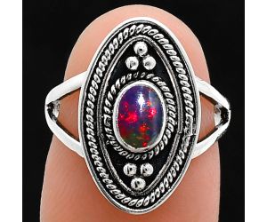 Chalama Black Opal Ring size-6 EXR05058 R-1258, 6x4 mm