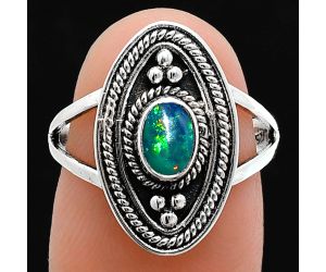 Chalama Black Opal Ring size-7 EXR05060 R-1258, 6x4 mm