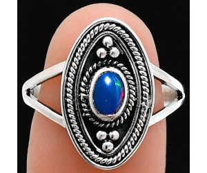 Chalama Black Opal Ring size-9 EXR05061 R-1258, 6x4 mm