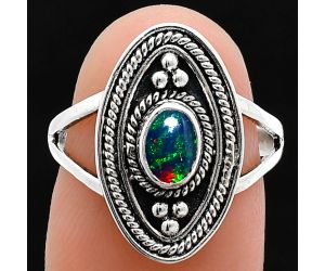 Chalama Black Opal Ring size-7 EXR05063 R-1258, 6x4 mm