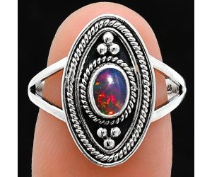 Chalama Black Opal Ring size-8 EXR05064 R-1258, 6x4 mm