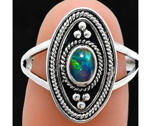 Chalama Black Opal Ring size-8 EXR05066 R-1258, 6x4 mm