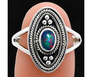 Chalama Black Opal Ring size-8.5 EXR05067 R-1258, 6x4 mm