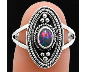 Chalama Black Opal Ring size-8 EXR05068 R-1258, 6x4 mm