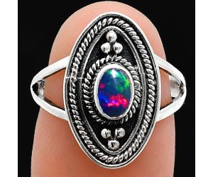 Chalama Black Opal Ring size-7 EXR05069 R-1258, 6x4 mm