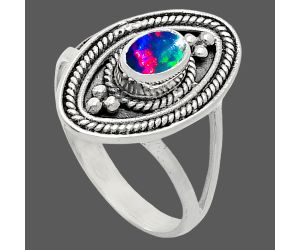 Chalama Black Opal Ring size-7 EXR05069 R-1258, 6x4 mm