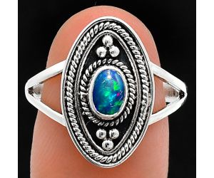 Chalama Black Opal Ring size-8.5 EXR05070 R-1258, 6x4 mm