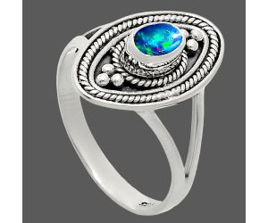 Chalama Black Opal Ring size-8.5 EXR05070 R-1258, 6x4 mm