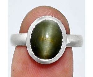 Genuine Cats Eye Ring size-8 EXR05071 R-1007, 9x11 mm