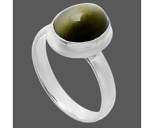 Genuine Cats Eye Ring size-8 EXR05071 R-1007, 9x11 mm