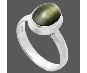 Genuine Cats Eye Ring size-8 EXR05072 R-1007, 8x10 mm