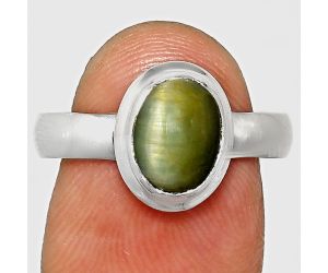 Genuine Cats Eye Ring size-8 EXR05077 R-1007, 7x9 mm