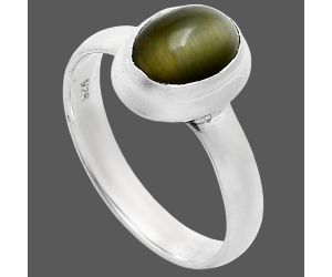 Genuine Cats Eye Ring size-8 EXR05077 R-1007, 7x9 mm