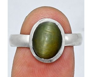 Genuine Cats Eye Ring size-8 EXR05079 R-1007, 8x10 mm