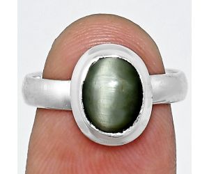 Genuine Cats Eye Ring size-6 EXR05080 R-1007, 7x9 mm