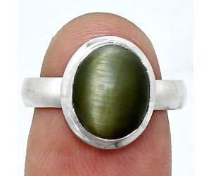 Genuine Cats Eye Ring size-7 EXR05081 R-1007, 9x11 mm