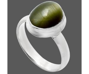 Genuine Cats Eye Ring size-7 EXR05081 R-1007, 9x11 mm