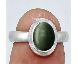 Genuine Cats Eye Ring size-6 EXR05082 R-1007, 7x9 mm