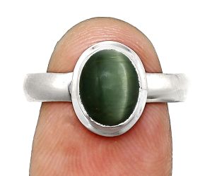 Genuine Cats Eye Ring size-8 EXR05083 R-1007, 7x9 mm