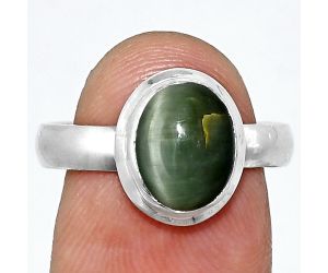 Genuine Cats Eye Ring size-8 EXR05084 R-1007, 8x10 mm