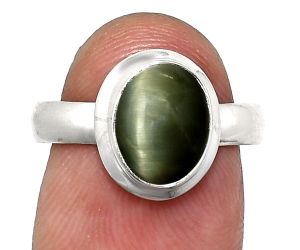 Genuine Cats Eye Ring size-7 EXR05085 R-1007, 8x10 mm