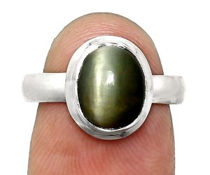 Genuine Cats Eye Ring size-7 EXR05086 R-1007, 8x10 mm