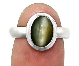 Genuine Cats Eye Ring size-8 EXR05087 R-1007, 7x10 mm