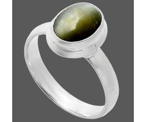 Genuine Cats Eye Ring size-8 EXR05087 R-1007, 7x10 mm