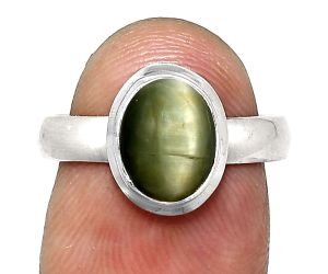 Genuine Cats Eye Ring size-7 EXR05088 R-1007, 7x9 mm