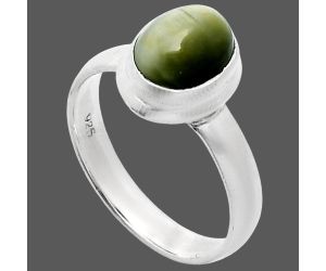 Genuine Cats Eye Ring size-7 EXR05088 R-1007, 7x9 mm