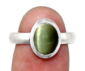 Genuine Cats Eye Ring size-8 EXR05089 R-1007, 7x9 mm