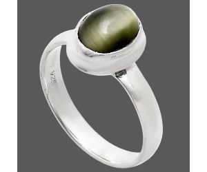 Genuine Cats Eye Ring size-8 EXR05089 R-1007, 7x9 mm