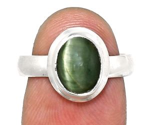 Genuine Cats Eye Ring size-7 EXR05090 R-1007, 7x9 mm