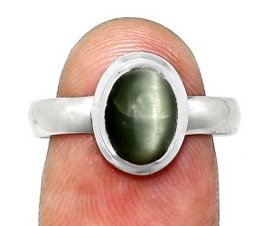 Genuine Cats Eye Ring size-8 EXR05091 R-1007, 7x9 mm